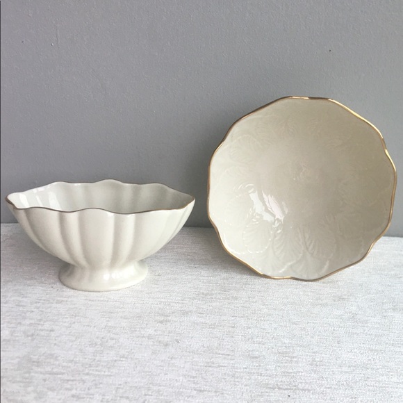 Lenox Other - LENOX two (2) small china pcs. ivory w/gold